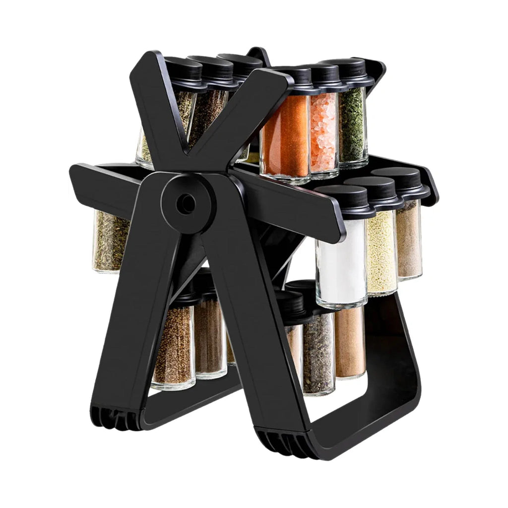Rotating Ferris Wheel Spice Rack Organizer with 18 Glass Jars
