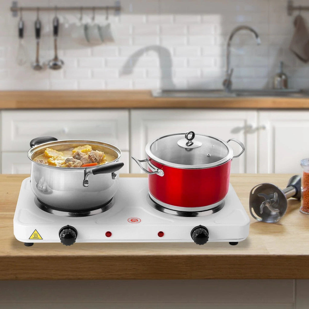 RAF Double Burner Electric Hot Plate – 2000W Portable Dual Coil Cooktop