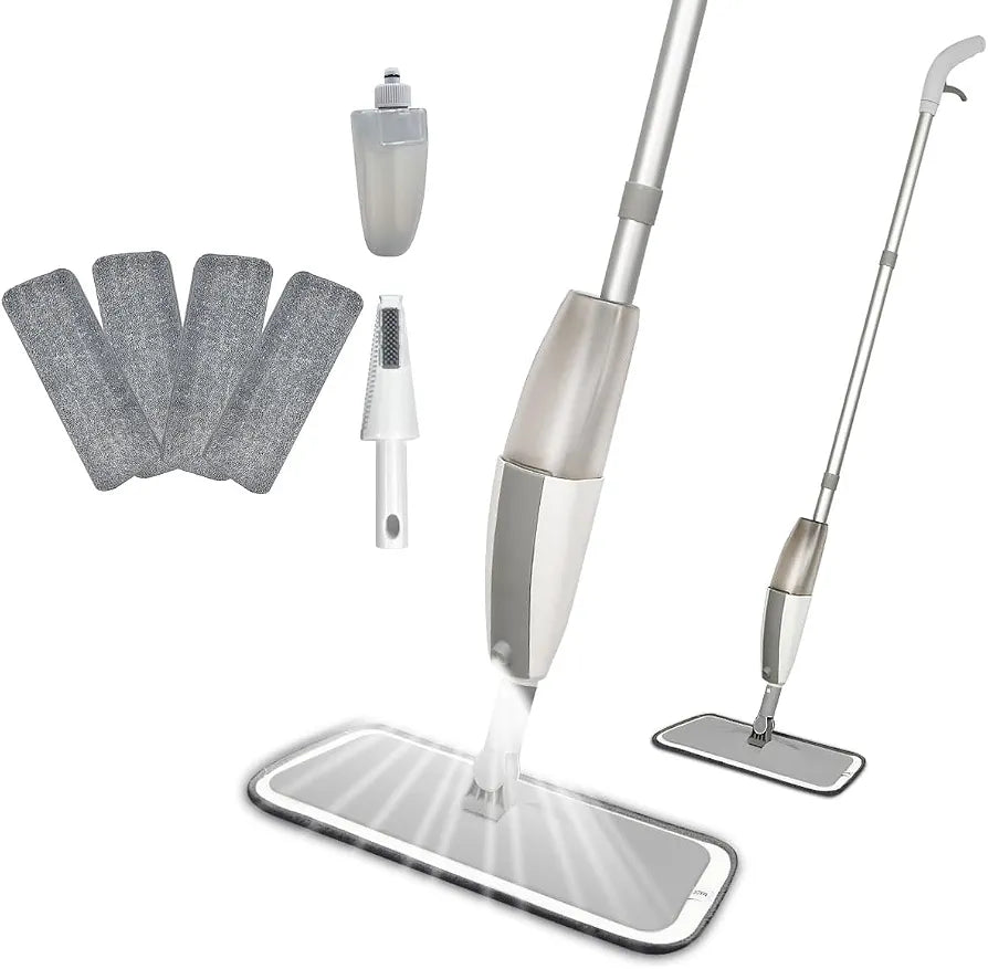 2-in-1 Spray Mop with 360° Flexible Head & Reusable Microfiber Cloth